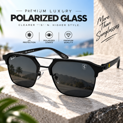 Premium Luxury Polarized Sunglasses – High-Grade Metal Alloy Frame with Superior Scratch-Resistant Matte Black Finish, UV Protection & Ultra-Lightweight Comfort Eyewear for Men